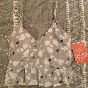 Kortni Jeane Abstract Tan Scoop Top Size Small NWT